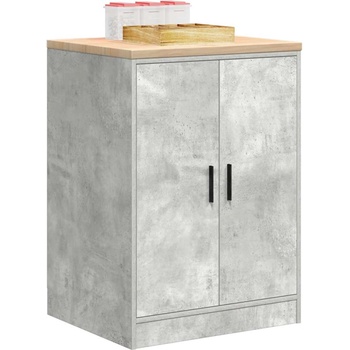 vidaXL Гаражен шкаф за съхранение, бетонно сив, 60x51x85 см, бор масив (860574)