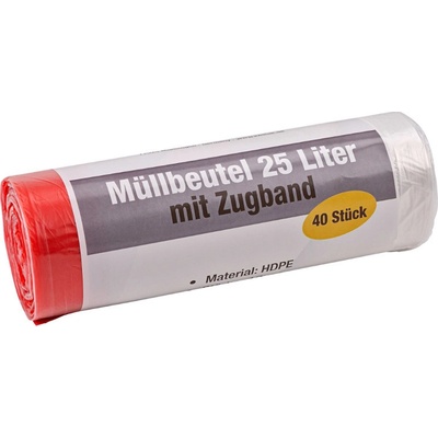 KesTek Pytle na odpadky se stahovací šňůrkou 25 l 10µm 40 ks průsvitné