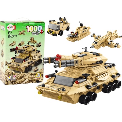 LEAN TOYS Stavebnica Vojenský tank, piesková - 1000 ks