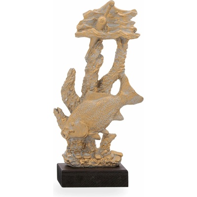 Trofej luxusní se symbolem rybářství výška 33 cm zlatá