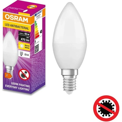 Osram LED žiarovka E14 B35 4,9W = 40W 470lm 2700K Warm 200° ANTIBACTERIAL