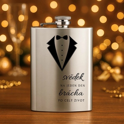 Placatka pro svědka smoking s motýlkem luxusní dárek pro kamaráda Stříbrná - brácha