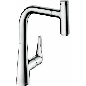 Hansgrohe Кухненски смесител Hansgrohe Talis Select M51 220 с издърпващ се душ, гланциран хром, 1 функция (72822000)