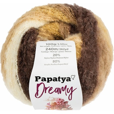 BELLATEX Priadza Papatya Dreamy 100 g, 10 krémová, svetlo hnedá, tmavo hnedá