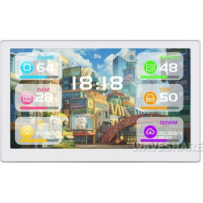 Waveshare 7 Inch USB Monitor, PC Case Secondary Screen / Desktop RGB Ambient Screen IPS Panel, 1024×600 Silver
