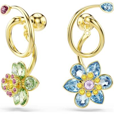 Swarovski Asymetrické pozlátené náušnice 2v1 Kvety Idyllia 5709025
