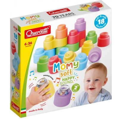 Quercetti Momy Soft Happy Sound - меки кубчета + 2 звукови кубчета - 18 бр