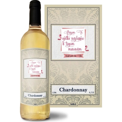 Sablio Prajem ti všetko najlepšie k tvojim meninám Chardonnay biele suché víno 12 % 0,75 l (čistá fľaša)