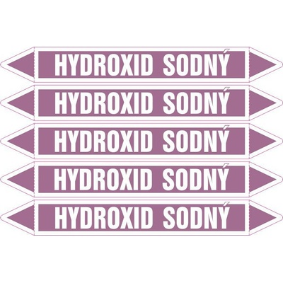 Grafiko | Hydroxid sodný - dle ČSN 13 0072 - Materiál fólie s ochrannou laminací, Rozměr aršík 5ks šipka 212x26mm
