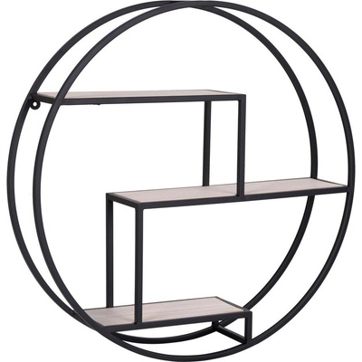 House Nordic Черен/естествен на няколко нива стенен рафт от масивна Пауловния 62 cm Rotterdam - House Nordic (4291040)