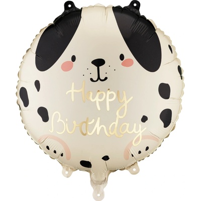 PartyDeco Fóliový balón Happy Birthday – Psík 35 × 35 cm