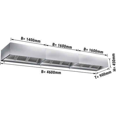 G.Gastro Digestoř 4,6 m - s filtrem & svítidlem - D9782661