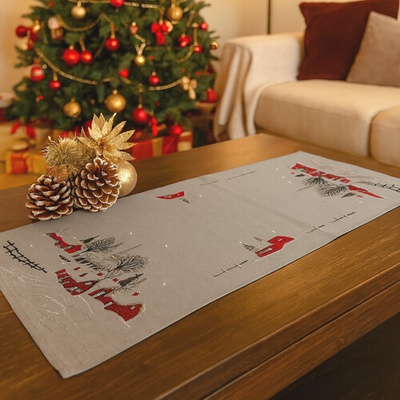 Evenit Zimná šerpa sivý behúň na stôl domčeky 910 Polyester 40x90 cm