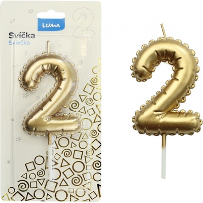 LUMA Svíčka č. 2 balónek ZLATÝ – Zboží Mobilmania