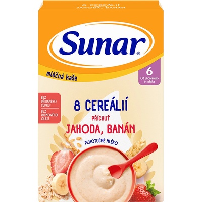 Sunar mléčná kaše 8 cereálií jahoda banán 340 g