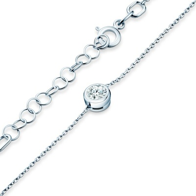 SAVICKI Náramok s príveskom biele zlato s laboratórnými diamantmi 0.5 ct 18 cm+3 cm - TJ-B02-BR-050-LAB-B