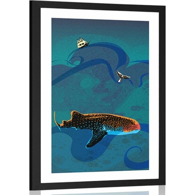 Plakát s paspartou život pod hladinou moře - 20x30 silver