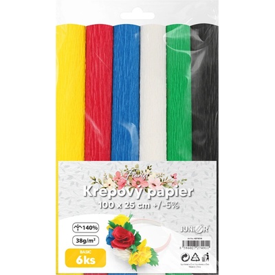 Krepový papier JUNIOR 100x25 cm BASIC Florist (sada 6 ks)