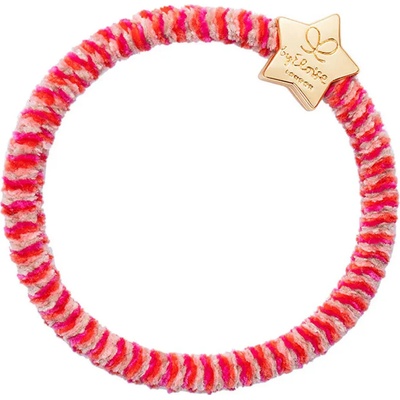 By Eloise London Velvet Gold Star Ластик за коса цвят Pink Fizz