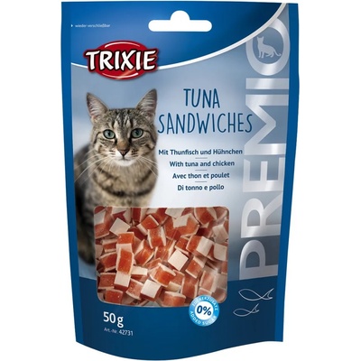 TRIXIE Premio Tuna Sandwiches - Лакомство за котки под формата на сандвичи с риба тон, 2 броя х 50 гр
