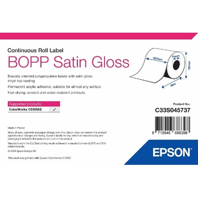 EPSON POKLADNÍ SYSTÉMY BOPP Satin Gloss Label Cont.R, 203mm x 68m