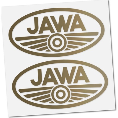 Samolepka JAWA (logo), ZLATÁ (2ks)