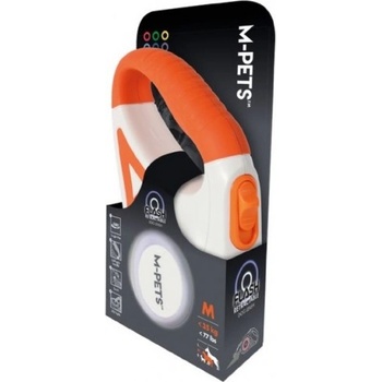 Mpets Flash - Автоматичен повод за куче с фенерче и LED светлини, оранжев, размер М - дължина 5 м, за кучета 35 кг, Белгия - 10839499