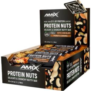 AMIX Protein Nuts Crunchy Nutty Bar [25 x 40 грама] Фъстъци и карамел