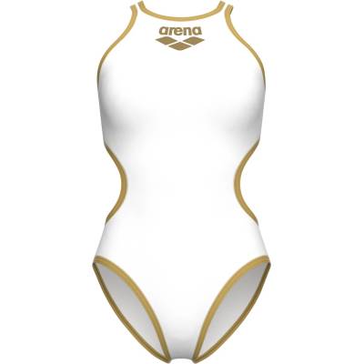 arena Дамски бански костюм Arena Women's Big Logo One Piece Swimsuit - White / Gold R - размер 36 (EU) (150-5848-0314)