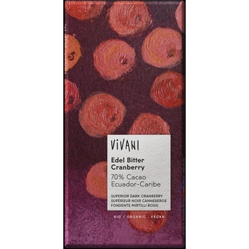 VIVANI Bio horká čokoláda s brusnicami 100 g