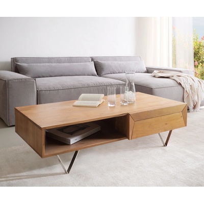 Delife Kayu 115 x 60 x 40 cm přírodní akácie / nerezová ocel