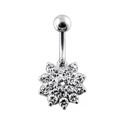 Šperky4U stříbrný piercing do pupíku kytička BP01099-CC