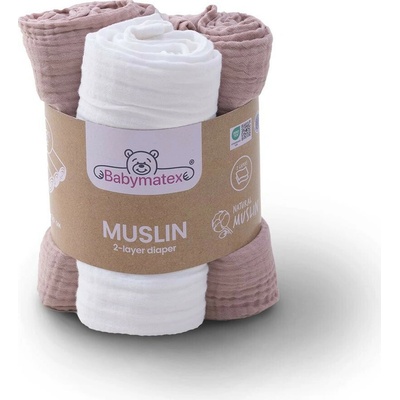 Babymatex Mušelínové dvouvrstvé 70 x 80 cm Růžové 3 ks