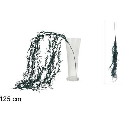 Due Esse Vianočná vetvička glitrovaná 125 cm, tmavozelená