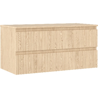 Rivel баня шкаф за мивка 100 см с плот, 2 чекмеджета, с канали, дъб - 91A20-10047-2-BFFC81 (91A20-10047-2-BFFC81)