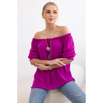 Kesi Španielska blúzka s ozdobnými rukávmi chrpovo modrá Violet