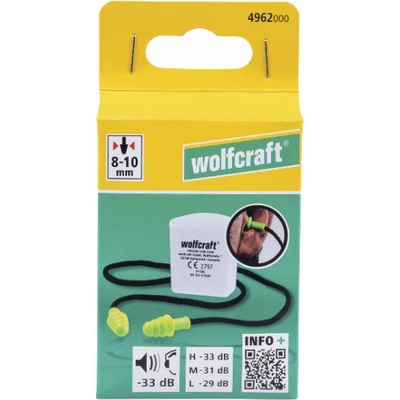 Wolfcraft Špunty do uší se šňůrou 4962000