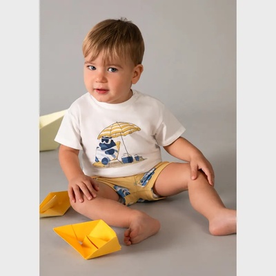 MAYORAL Комплект бански Оранжев хипо и бяла тениска за бебе момче Mayoral