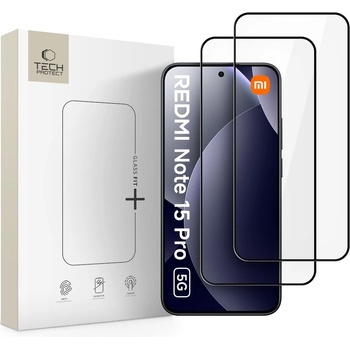 Tech-Protect 2 x Стъклен протектор за дисплей на Xiaomi Redmi Note 15 Pro 5G от Tech-Protect Glass Fit+ - Black (5906302352838)