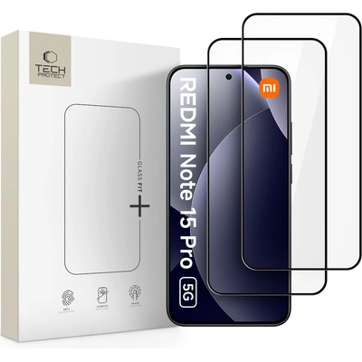 Tech-Protect 2 x Стъклен протектор за дисплей на Xiaomi Redmi Note 15 Pro 5G от Tech-Protect Glass Fit+ - Black (5906302352838)