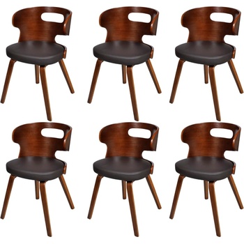 vidaXL Трапезни столове, 6 бр, кафяви, изкуствена кожа (270042)