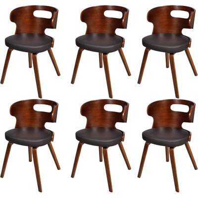 vidaXL Трапезни столове, 6 бр, кафяви, изкуствена кожа (270042)