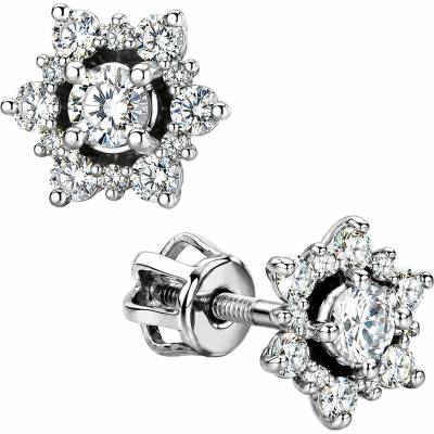 Zlaton Náušnice bílé zlato květina 0.70cm 1.30g s diamanty 0.410ct N15012602119