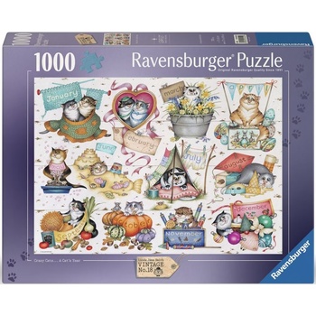 Ravensburger Пъзел Ravensburger от 1000 части - Crazy Cats: Котешки календар (7012001452)