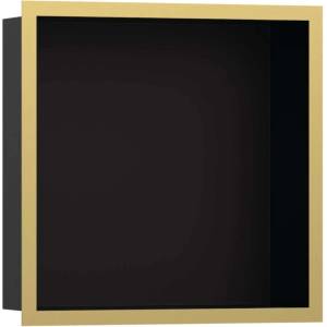 Hansgrohe XtraStoris Individual - Ниша за вграждане в стена с дизайнерска рамка, 30x30x10 см, матово черно/полиран златен вид 56098990 (56098990)