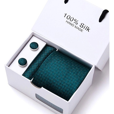 Luxusní Kravata Smaragd manžetové knoflíčky kapesníček tmavě zelená – Hledejceny.cz