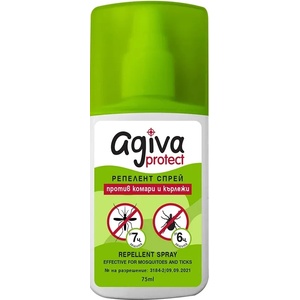 Agiva Спрей против ухапване от комари Agiva Protect - за цялото семейство, 75 ml