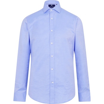 Haines and Bonner Футболна фланелка Haines and Bonner Edward Slim Fit Cutaway Collar Twill Shirt - Blue 26