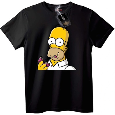 NOONEBRAND Тениска с Хомер Симпсън и понички - 7XL, White