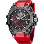 SMAEL Спортен мъжки часовник Smael Sport Shock, Двойно време, Хронограф, LED Подсветка, Червен / Черен (SMAEL-8060-RED-BLACK) Часовници